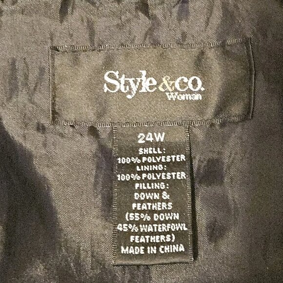 Style & Co Plus Size 24 W Black Down Filled Puffer Coat - Picture 8 of 10